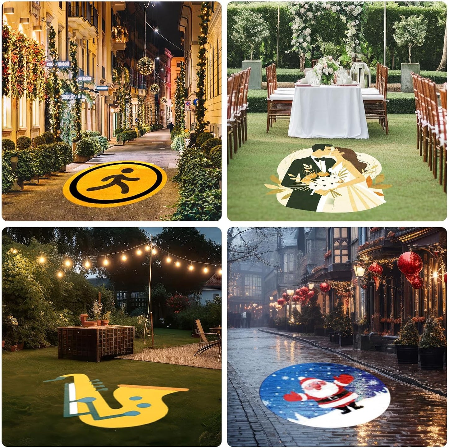 GOBO Projector Floor Projector Lights Custom Led Logo Projector for Business Stage Indoor Outdoor Rotating Advertising Machine 20w to 110w Waterproof IP67 (Medium-4 Slides Image)